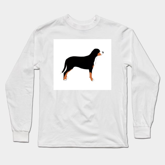 greater swiss mountain dog color silhouette Long Sleeve T-Shirt by Wanderingangel